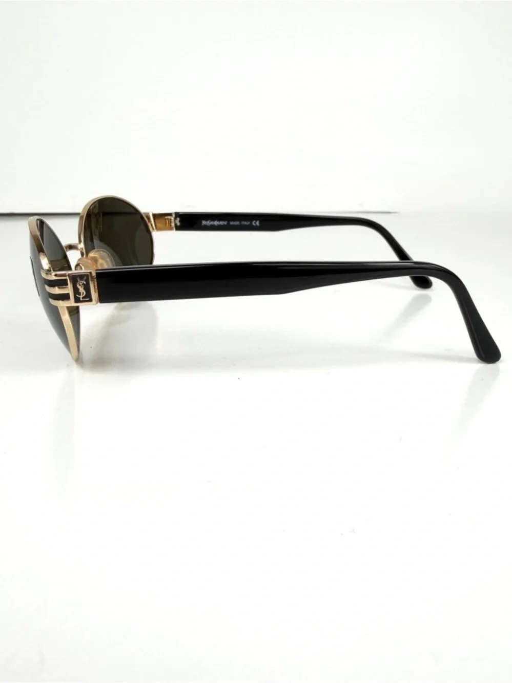 Vintage YSL Yves Saint Laurent 6050 Y105 Sunglasses Gold Black Deadstock Set VFC